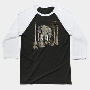 Elephant Art In Brown and Greige Vector Baseball T-Shirt